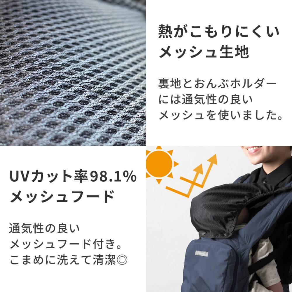 熱がこもりにくいメッシュ生地
