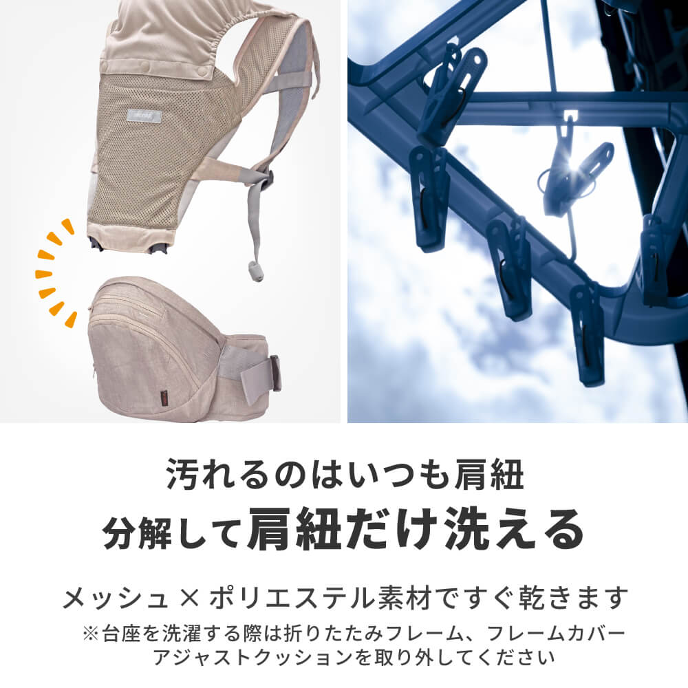 分解して肩紐だけ洗濯できます