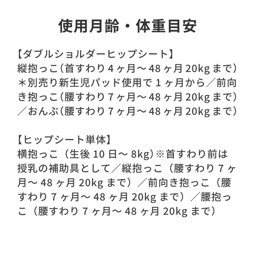使用月齢・体重の目安