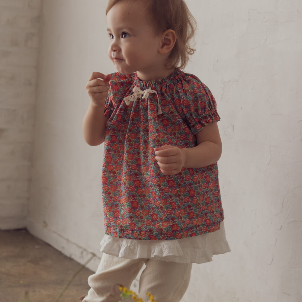 美品 ダーマコレクション LIBERTY リバティ プリント チュニック 日本製 日本製】LIBERTY リバティプリント チュニック 80-90サイズ