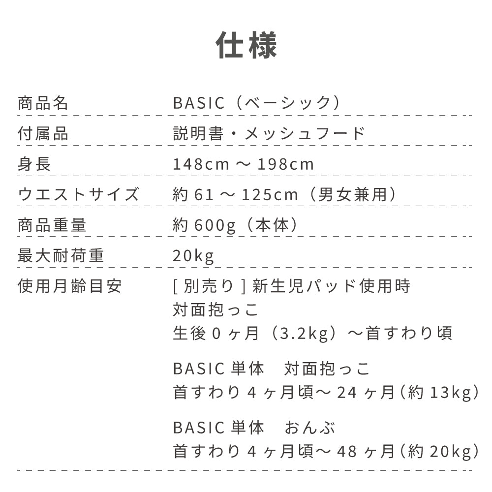 美品 napnap BASIC 抱っこ紐 使用約1ヶ月半 説明書・未登録カード付 抱っこひも BASIC（ベーシック）｜napnap公式ショップ
